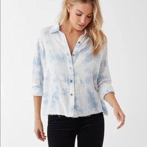 Cloud Wash Tie-dye Shirt In Periwinkle & White